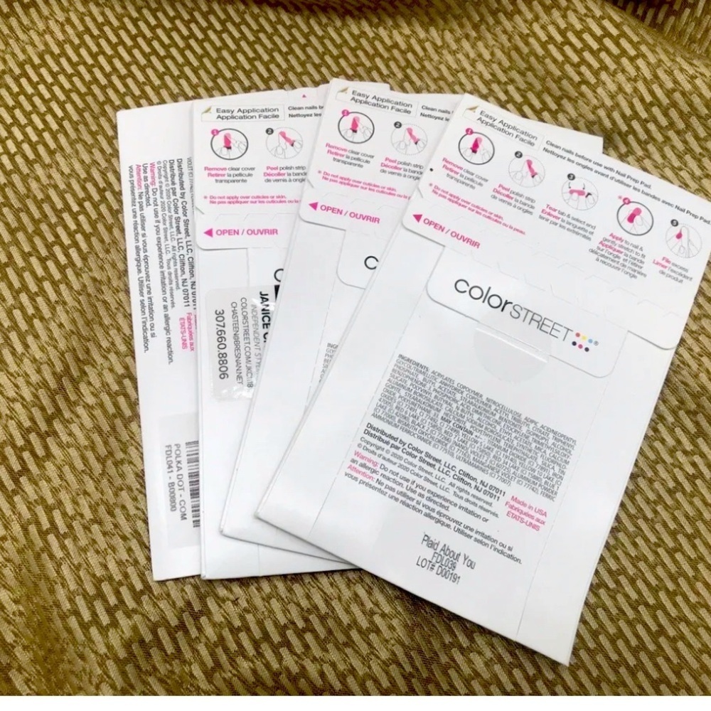 NEW Color Street 4 UNOPENED Nail Polish Strips Polka Dot Striped Solid Checked - Picture 2 of 3